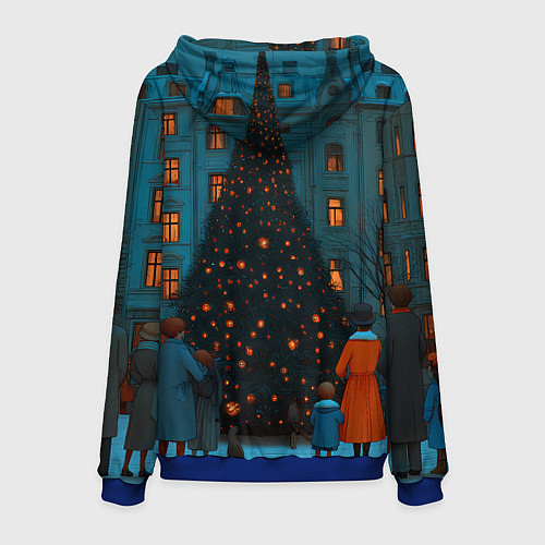 Мужская толстовка Люди встречают новый год во дворе / 3D-Синий – фото 2