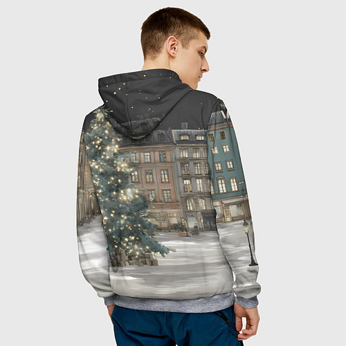 Мужская толстовка Елка во дворе / 3D-Меланж – фото 4