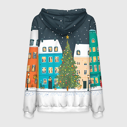 Мужская толстовка Новогодний снежный город / 3D-Белый – фото 2