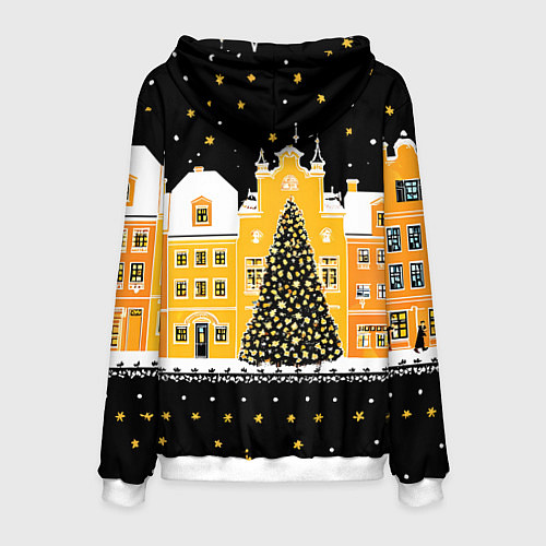 Мужская толстовка Новогодняя ночь в городе / 3D-Белый – фото 2