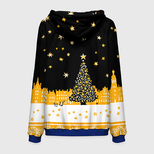 Мужская толстовка Новый год в черно-желтом стиле / 3D-Синий – фото 2