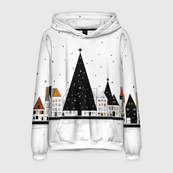 Толстовка-худи мужская Новый год - минимализм, цвет: 3D-белый