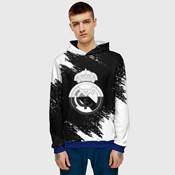 Толстовка-худи мужская Реал Мадрид черно белые краски, цвет: 3D-синий — фото 2