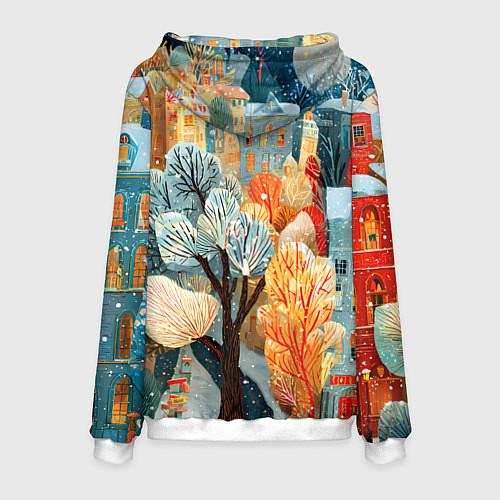 Мужская толстовка Разноцветные новогодние домики / 3D-Белый – фото 2