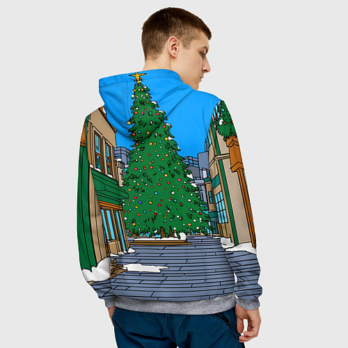 Мужская толстовка Мультяшный новогодний двор / 3D-Меланж – фото 4