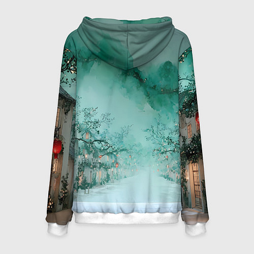 Мужская толстовка Новогодняя туманная улица / 3D-Белый – фото 2