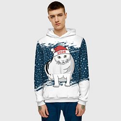 Толстовка-худи мужская Кот Бендер - 2026, цвет: 3D-белый — фото 2