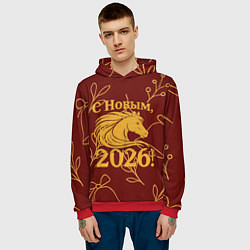 Толстовка-худи мужская С новым 2026 годом, цвет: 3D-красный — фото 2