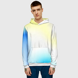 Толстовка-худи мужская Color yellow blue white, цвет: 3D-белый — фото 2