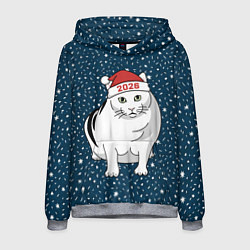 Толстовка-худи мужская Кот мем - 2026, цвет: 3D-меланж