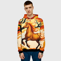 Толстовка-худи мужская Огненная лошадь в движении, цвет: 3D-черный — фото 2