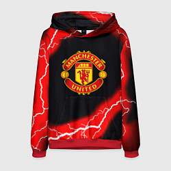 Толстовка-худи мужская Манчестер Юнайтед шторм молнии, цвет: 3D-красный