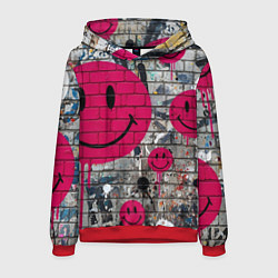 Толстовка-худи мужская Розовые смайлы граффити, цвет: 3D-красный