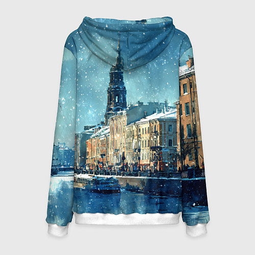 Мужская толстовка Снегопад в Санкт-Петербурге / 3D-Белый – фото 2