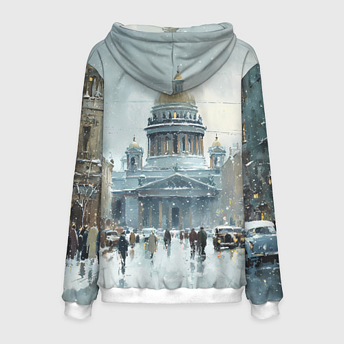 Мужская толстовка Санкт-Петербург зимний пейзаж / 3D-Белый – фото 2