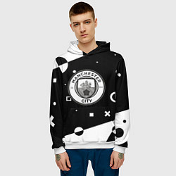 Толстовка-худи мужская Манчестер сити геометрия блэк, цвет: 3D-белый — фото 2