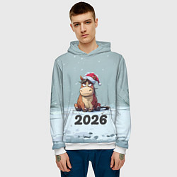 Толстовка-худи мужская Уставшая лошадка 2026, цвет: 3D-белый — фото 2