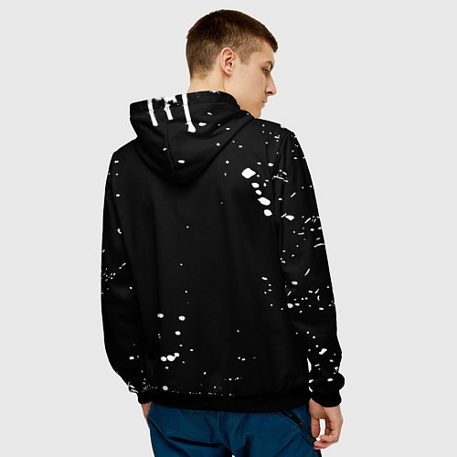 Мужская толстовка Ювентус белые брызги красок / 3D-Черный – фото 4