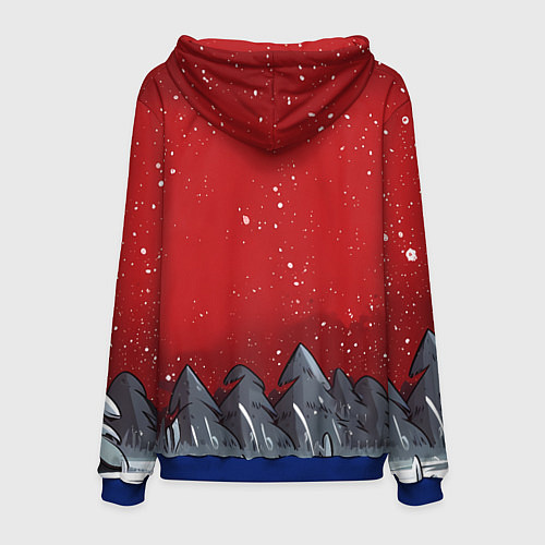 Мужская толстовка Конь в новогодней шапке / 3D-Синий – фото 2