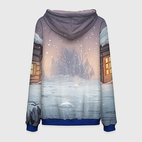 Мужская толстовка Розовая новогодняя лошадка / 3D-Синий – фото 2