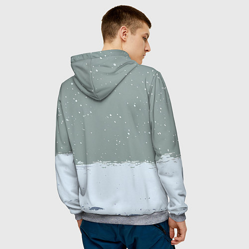 Мужская толстовка Лошадка на фоне снегопада / 3D-Меланж – фото 4