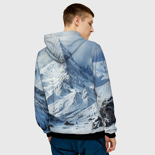 Мужская толстовка Новый год на вершинах / 3D-Черный – фото 4