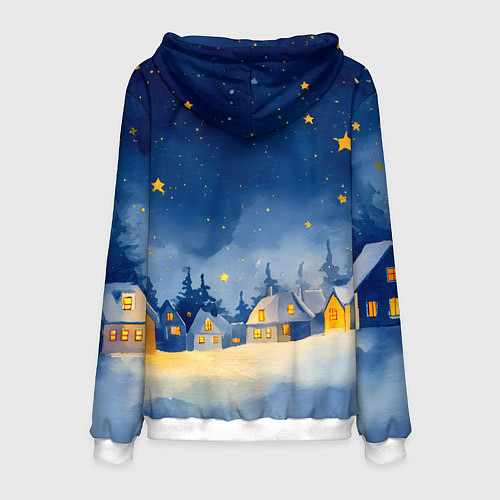 Мужская толстовка Санта и гирлянда / 3D-Белый – фото 2