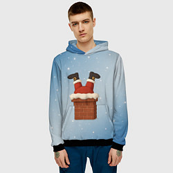 Толстовка-худи мужская Санта торчит из трубы, цвет: 3D-черный — фото 2
