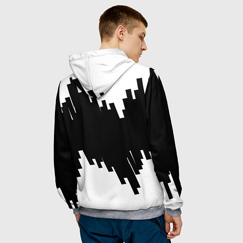 Мужская толстовка Реал Мадрид белая геометрия / 3D-Меланж – фото 4