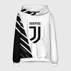 Толстовка-худи мужская Ювентус полосы геометрия текстура, цвет: 3D-белый