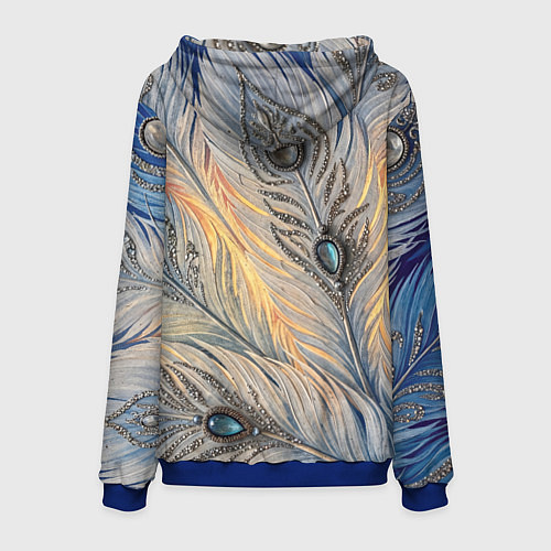 Мужская толстовка Синие перья с самоцветами / 3D-Синий – фото 2
