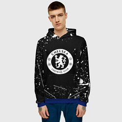 Толстовка-худи мужская Челси белые краски всплеск, цвет: 3D-синий — фото 2