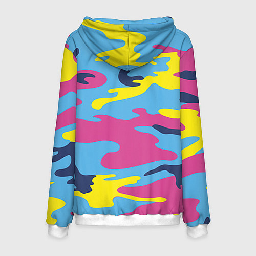 Мужская толстовка Камуфляж: голубой/розовый/желтый / 3D-Белый – фото 2