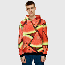 Толстовка-худи мужская Дольки арбуза, цвет: 3D-черный — фото 2
