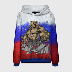 Толстовка-худи мужская Русский медведь, цвет: 3D-синий