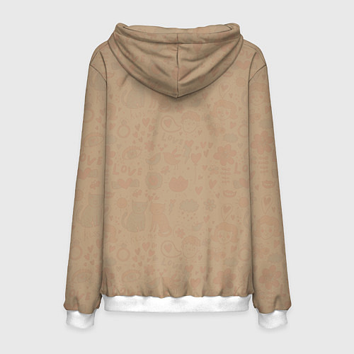 Мужская толстовка Влюбленные котики / 3D-Белый – фото 2