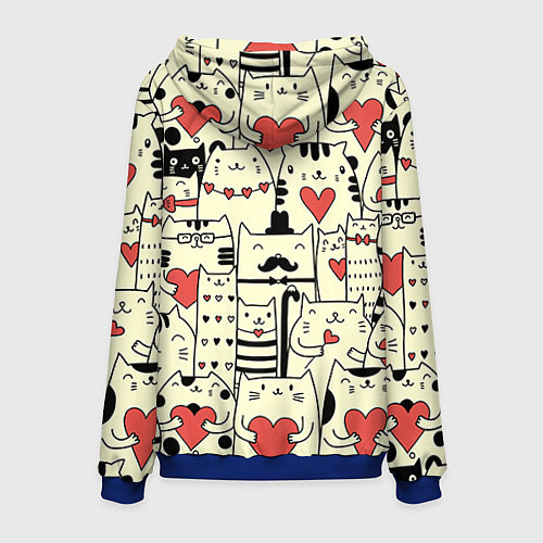 Мужская толстовка Любящие котики / 3D-Синий – фото 2