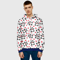 Толстовка-худи мужская Любимые панды, цвет: 3D-синий — фото 2
