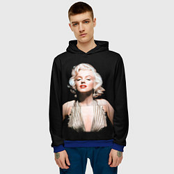 Толстовка-худи мужская Мерлин Монро 2, цвет: 3D-синий — фото 2