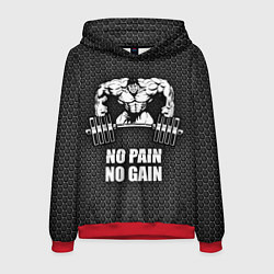 Толстовка-худи мужская No pain, no gain, цвет: 3D-красный