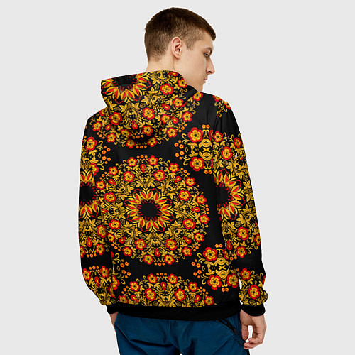 Мужская толстовка Хохлома Роспись / 3D-Черный – фото 4