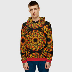 Толстовка-худи мужская Хохлома Роспись, цвет: 3D-красный — фото 2