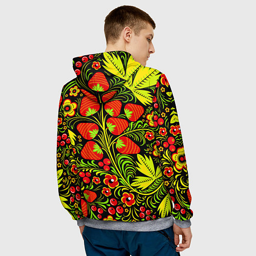 Мужская толстовка Хохлома: земляника / 3D-Меланж – фото 4