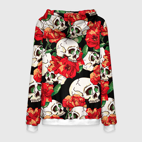 Мужская толстовка Черепки и розы / 3D-Белый – фото 2