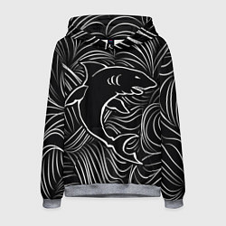 Толстовка-худи мужская Акула в в морской пучине, цвет: 3D-меланж