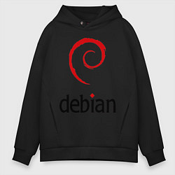 Толстовка оверсайз мужская Debian, цвет: черный