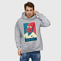 Толстовка оверсайз мужская Zoidberg: Why not?, цвет: меланж — фото 2