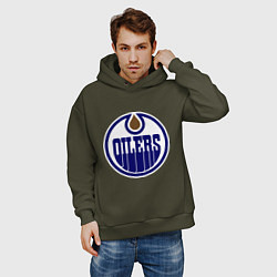 Толстовка оверсайз мужская Edmonton Oilers, цвет: хаки — фото 2