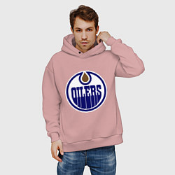 Толстовка оверсайз мужская Edmonton Oilers, цвет: пыльно-розовый — фото 2
