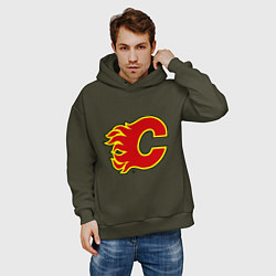 Толстовка оверсайз мужская Calgary Flames, цвет: хаки — фото 2